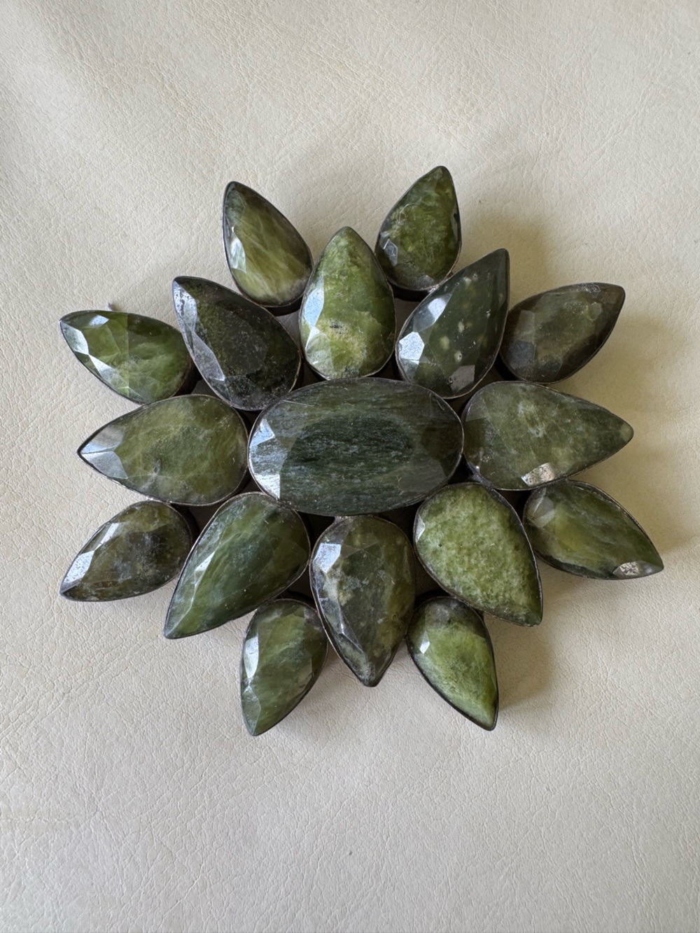Heidi Abra Faceted Green Jade Sterling Silver Statement Brooch